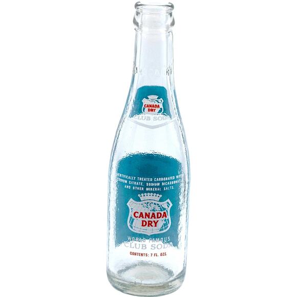 Canada Dry Club Soda 7oz Vintage Empty Glass Bottle - Picture 1 of 7